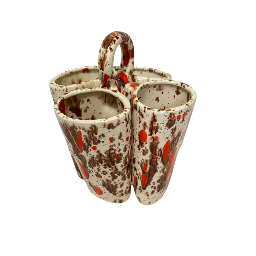 Vintage Ceramic Splatter Glaze Vase or Trinket Holder 1970’s 8” Tall